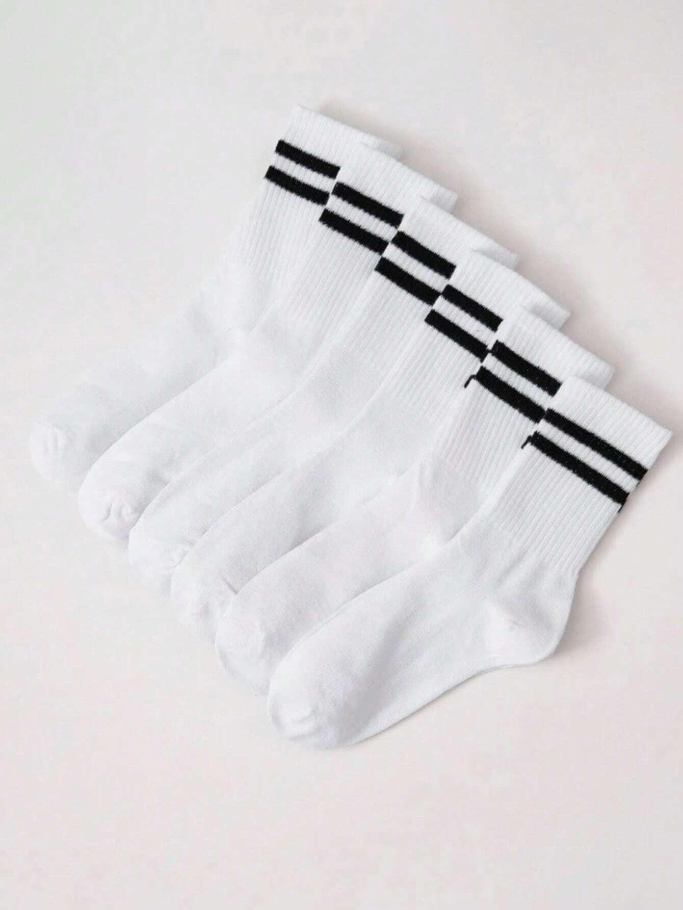 Shein Femme 6 paires Chaussettes À Rayures À La Mode Pour Décoration Quotidienne