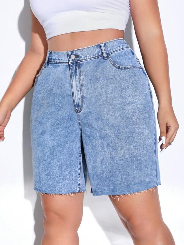 Shein Short En Jean Ourlet Effiloché - GlamShopTN
