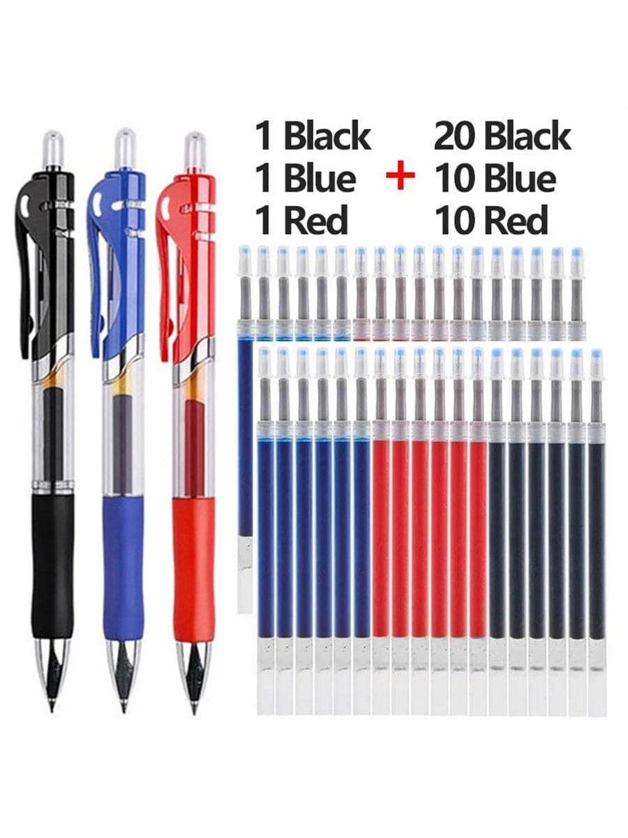 Shein 43 pièces Stylo Roller & Recharge Ensemble Papeterie Stylo D'Écriture Encre 0.5 mm Bleu Stylo À Bille