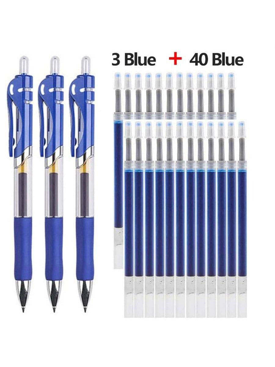 Shein 43 pièces Stylo Roller & Recharge Ensemble Papeterie Stylo D'Écriture Encre 0.5 mm Bleu Stylo À Bille