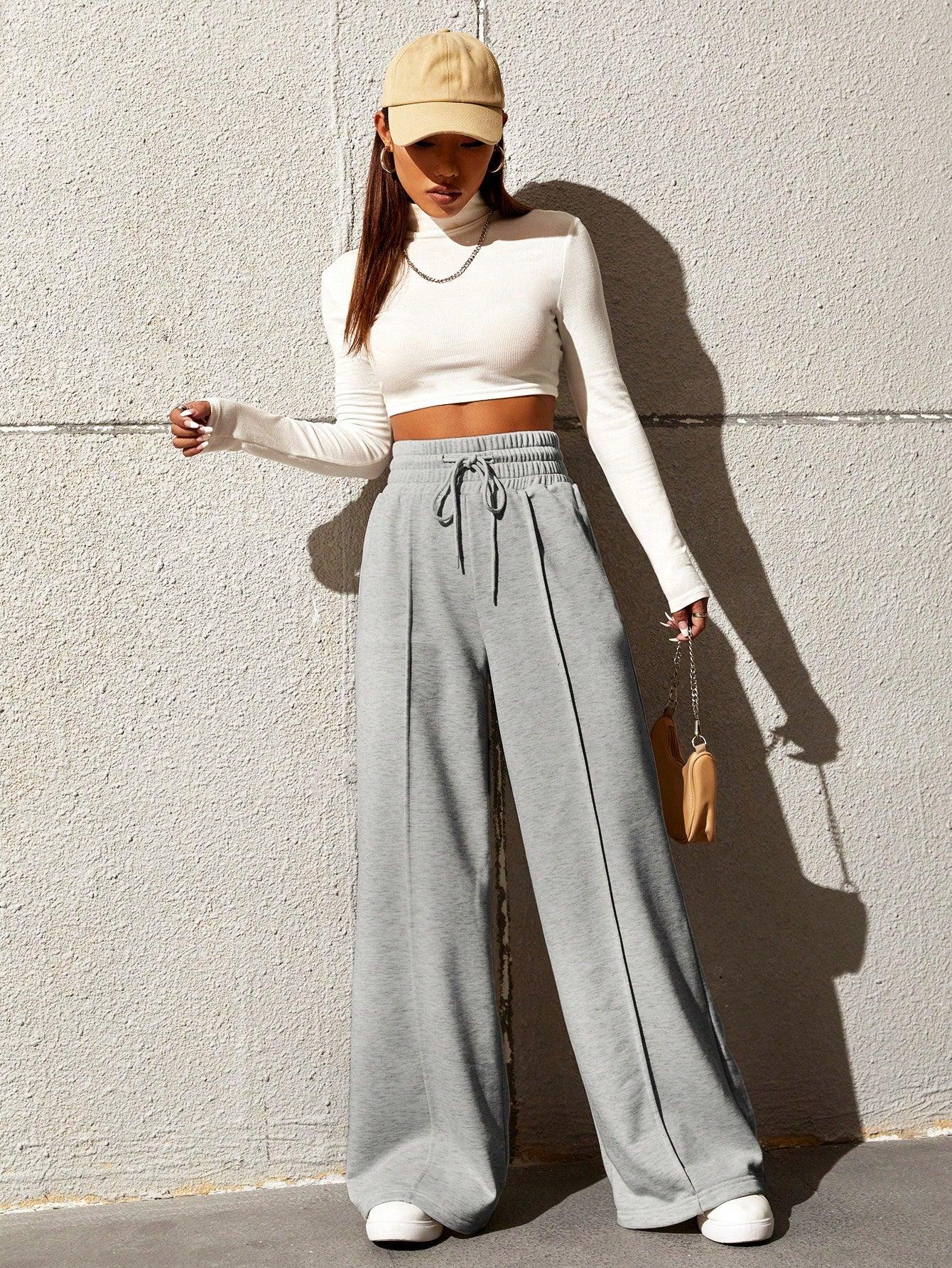 SHEIN EZwear Pantalon Ample À Cordon Couture Détail
