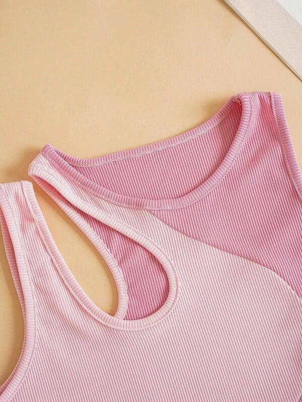 SHEIN Essnce Top sans manches bicolore découpé