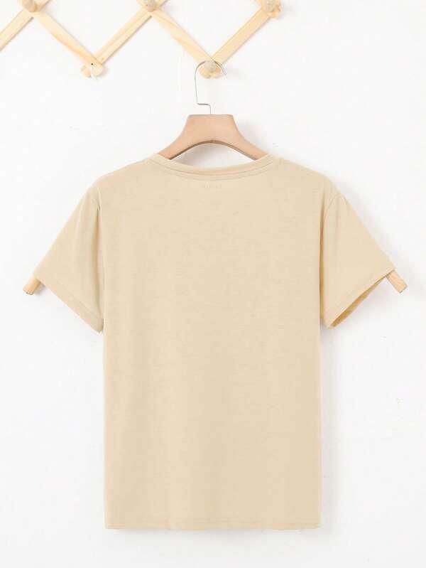 SHEIN Essnce T-shirt Unicolore Col Rond - GlamShopTN