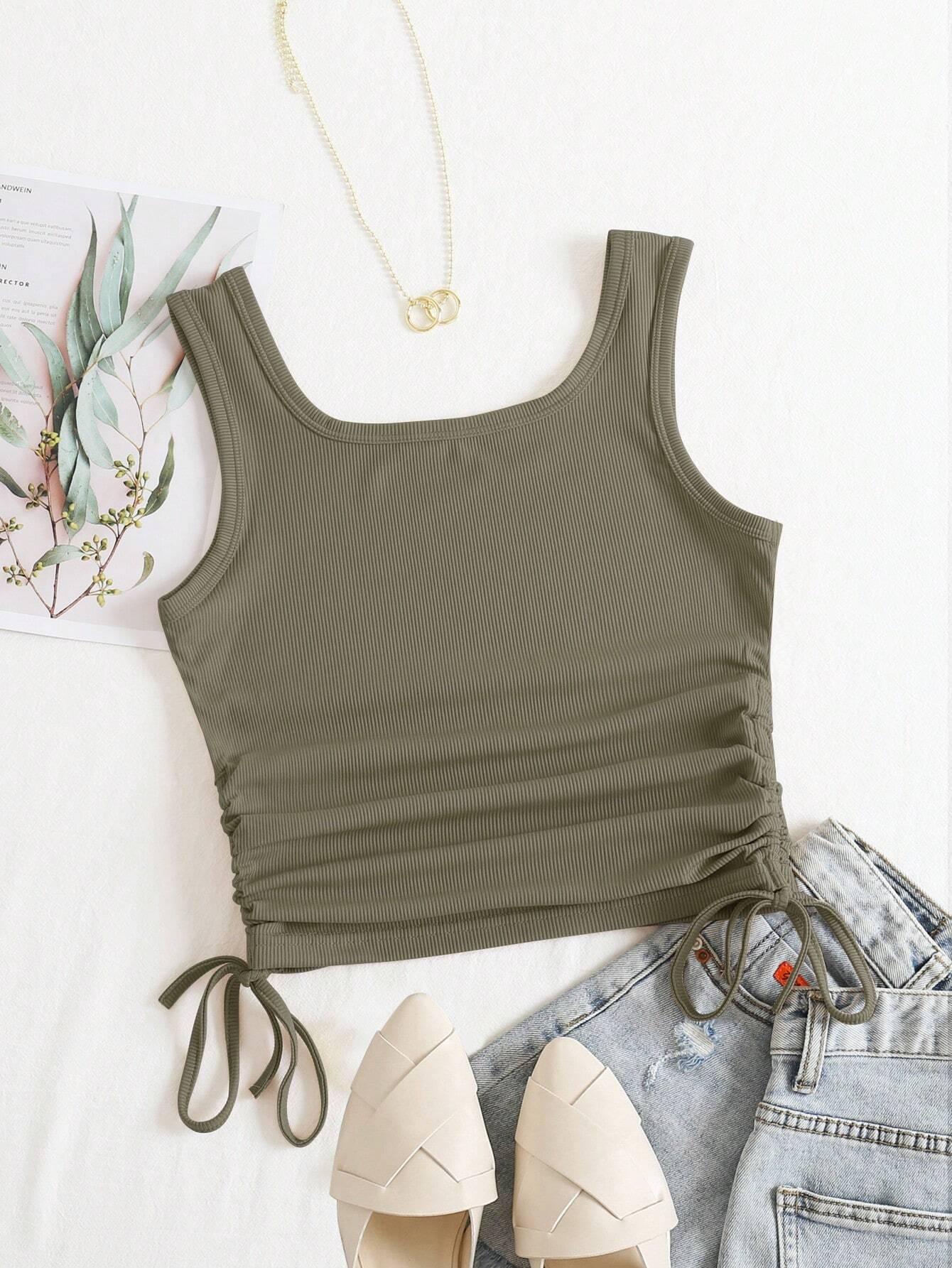 SHEIN EZwear Top Sans Manches Court À Cordon
