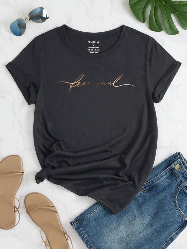 SHEIN LUNE T-shirt Graphique De Slogan