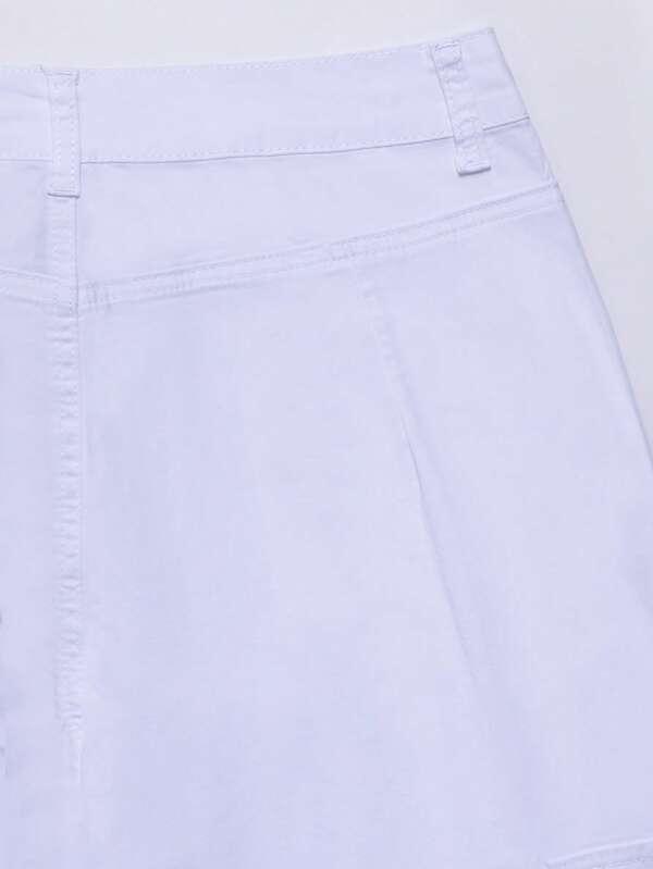 Shein Pantalon Cargo Unicolore Poche À Rabat - GlamShopTN