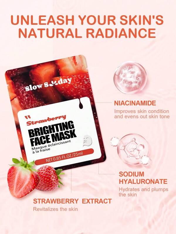 Shein 1 pièce Fraise Masque De Protection , Frais fruit La Fusion Série , Hydratant , Hydratant , Anti-Âge , , Apaisant , Coréen Masque De Protection , Pour Femme , Homme