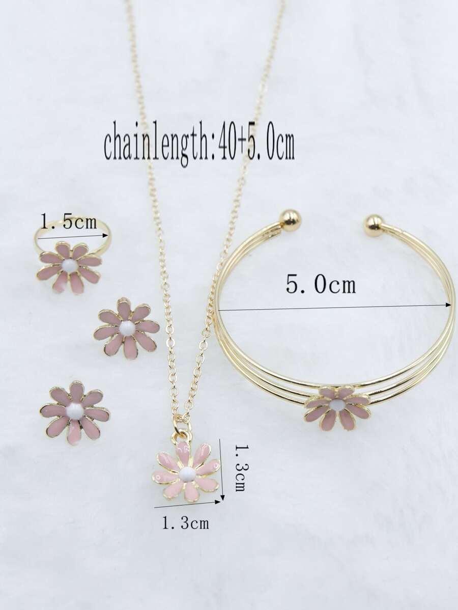Shein 5 pièces/set Enfants À La Mode En Résine Goutte D'Huile Rose À Pendentif Fleur Collier - GlamShopTN