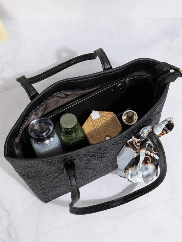 Shein Grande capacité, décontracté à la mode en soie, sac à bandoulière décoré pour femme, étudiants, cols blancs, parfait pour l'université, le travail, les affaires, les voyages, les sorties, le bureau, parfait pour Travail