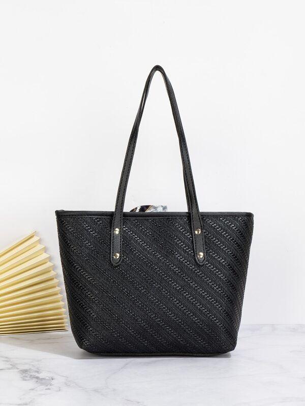 Shein Grande capacité, décontracté à la mode en soie, sac à bandoulière décoré pour femme, étudiants, cols blancs, parfait pour l'université, le travail, les affaires, les voyages, les sorties, le bureau, parfait pour Travail
