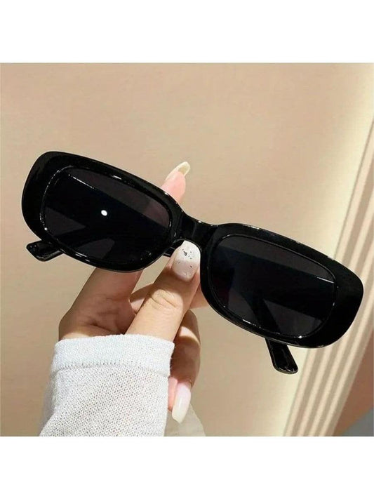 Shein 2 Paires De Lunettes De Soleil De Protection Uv De Style Rétro À Monture Carrée Pour Hommes Et Femmes (noir/blanc) - GlamShopTN