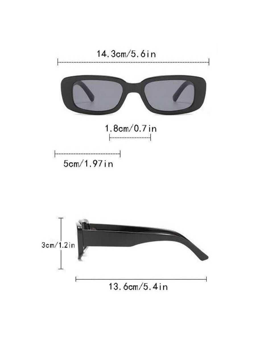 Shein 2 Paires De Lunettes De Soleil De Protection Uv De Style Rétro À Monture Carrée Pour Hommes Et Femmes (noir/blanc) - GlamShopTN