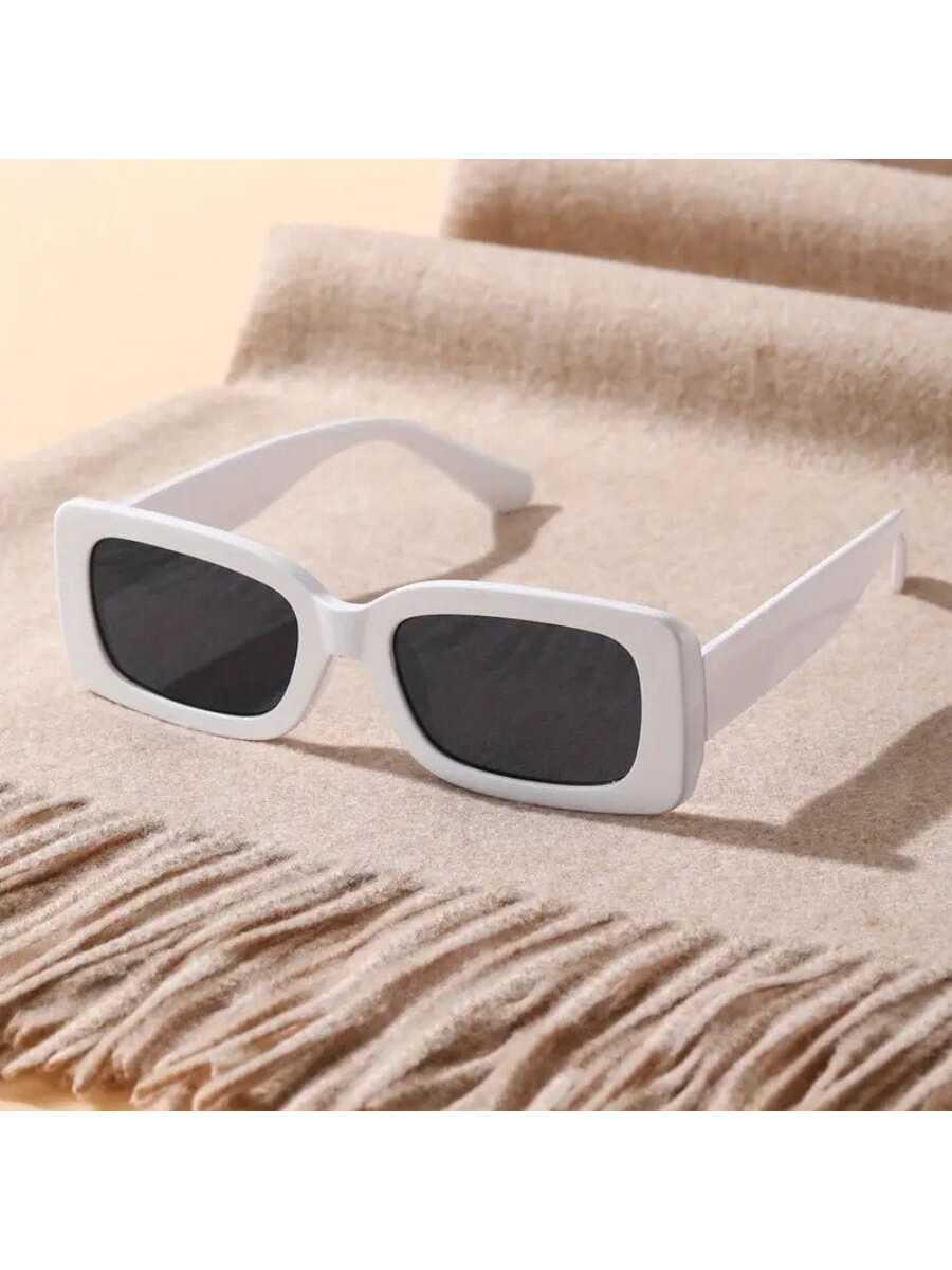 Shein 2 Paires De Lunettes De Soleil De Protection Uv De Style Rétro À Monture Carrée Pour Hommes Et Femmes (noir/blanc) - GlamShopTN