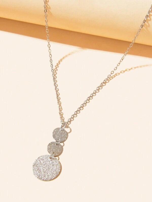 Shein 1 pièce Collier mode en alliage de zinc à breloque disque pour femme pour décoration quotidienne