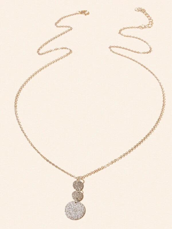 Shein 1 pièce Collier mode en alliage de zinc à breloque disque pour femme pour décoration quotidienne