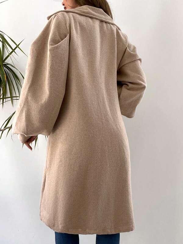 SHEIN Frenchy Manteau Col À Revers Manches Bishop Ceinturé - GlamShopTN