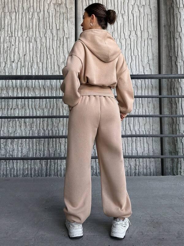 SHEIN Pantalon De Survêtement & Sweat-Shirt À Capuche Épaule tombante Ample Ourlet serré - GlamShopTN