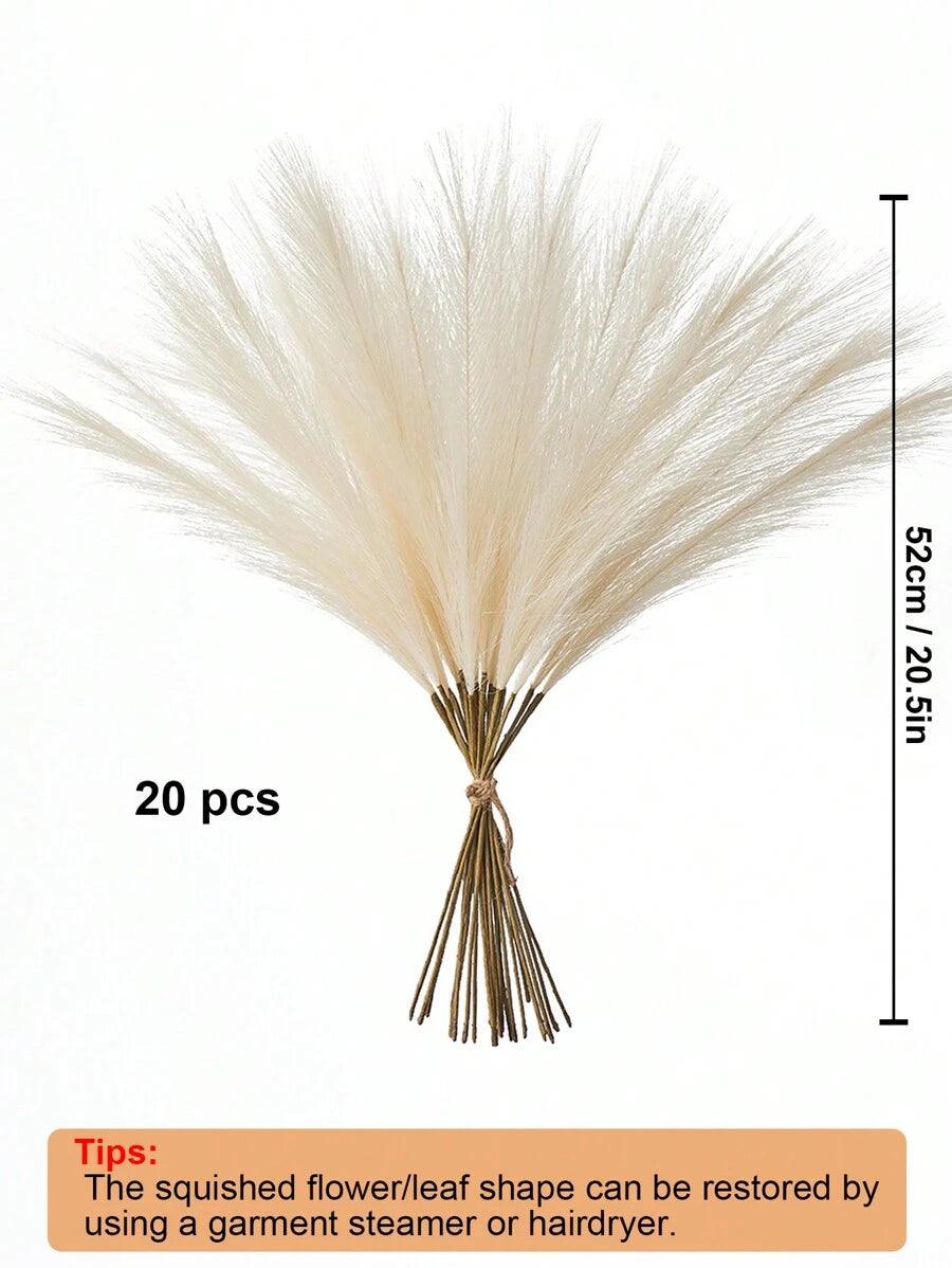 Shein 10/20 Pièces De Pampa Artificielle Beige Fausse De 52cm - GlamShopTN