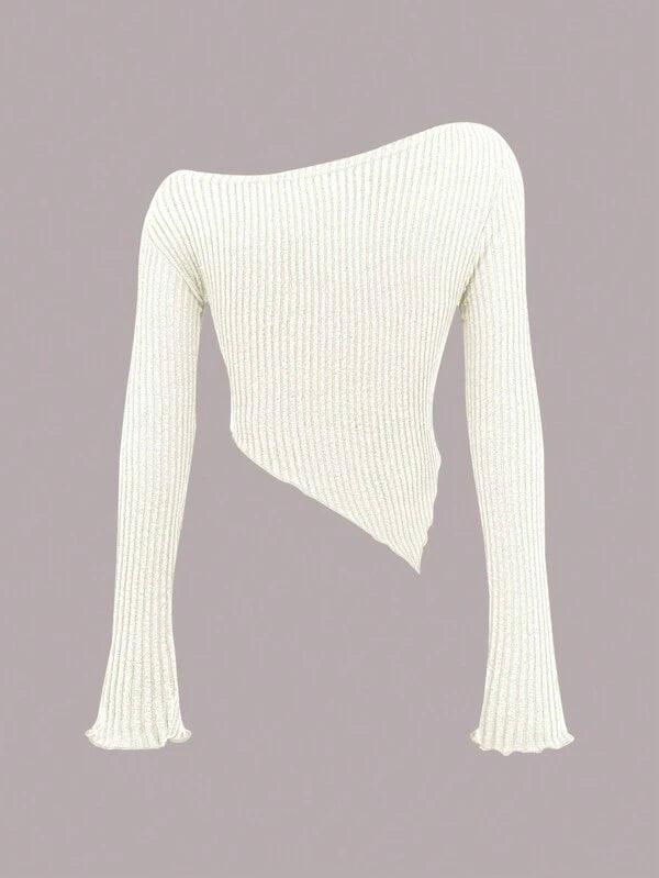 Shein T-shirt Asymétrique Encolure Et Ourlet - GlamShopTN