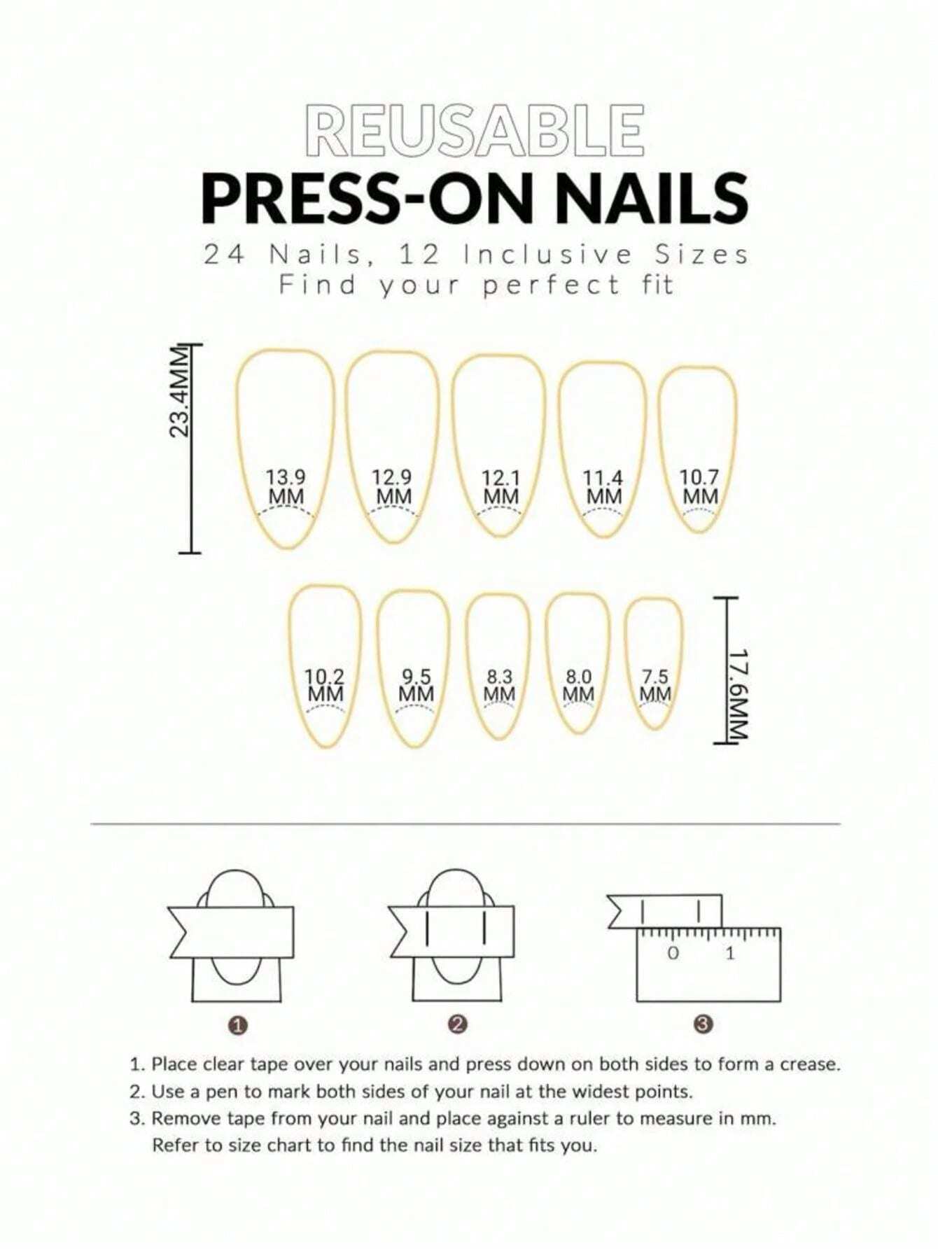 Transformez votre apparence avec 24 pièces d'ongles en acrylique en forme d'amande