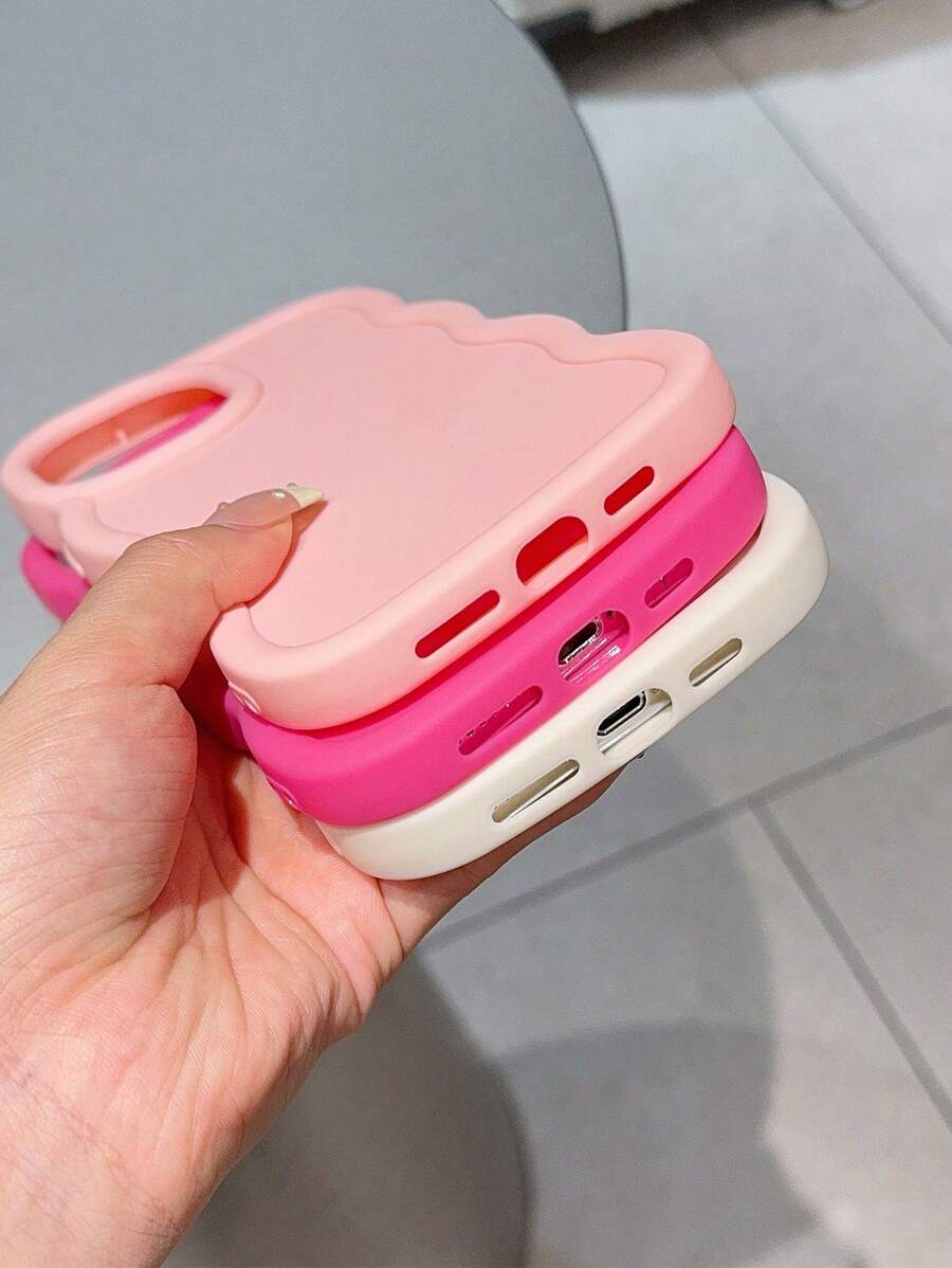 Shein 3 pièces Étui souple de couleur unie à motif vague compatible iPhone 11