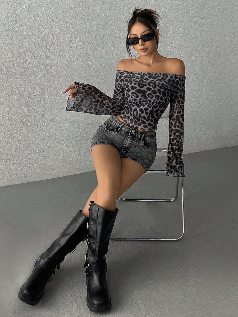 SHEIN EZwear Top court à manches évasées