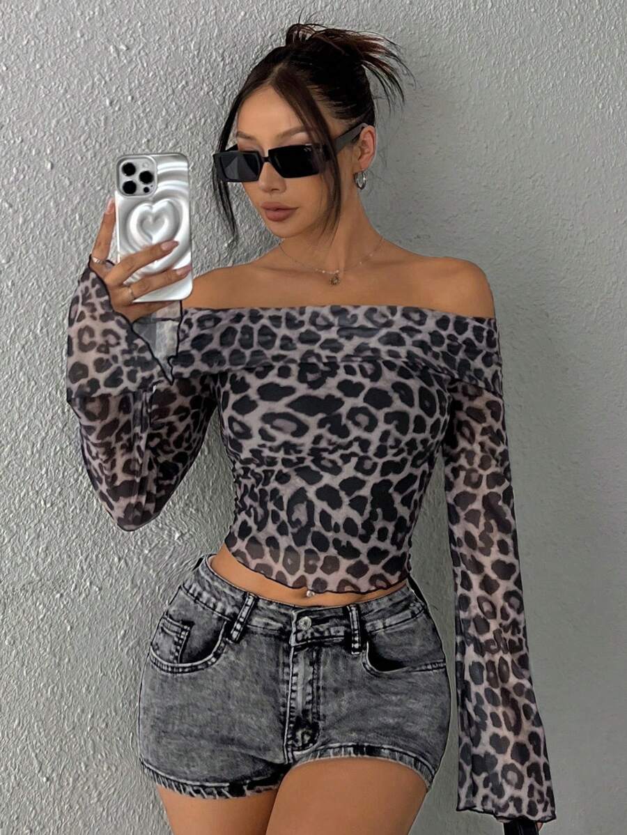 SHEIN EZwear Top court à manches évasées