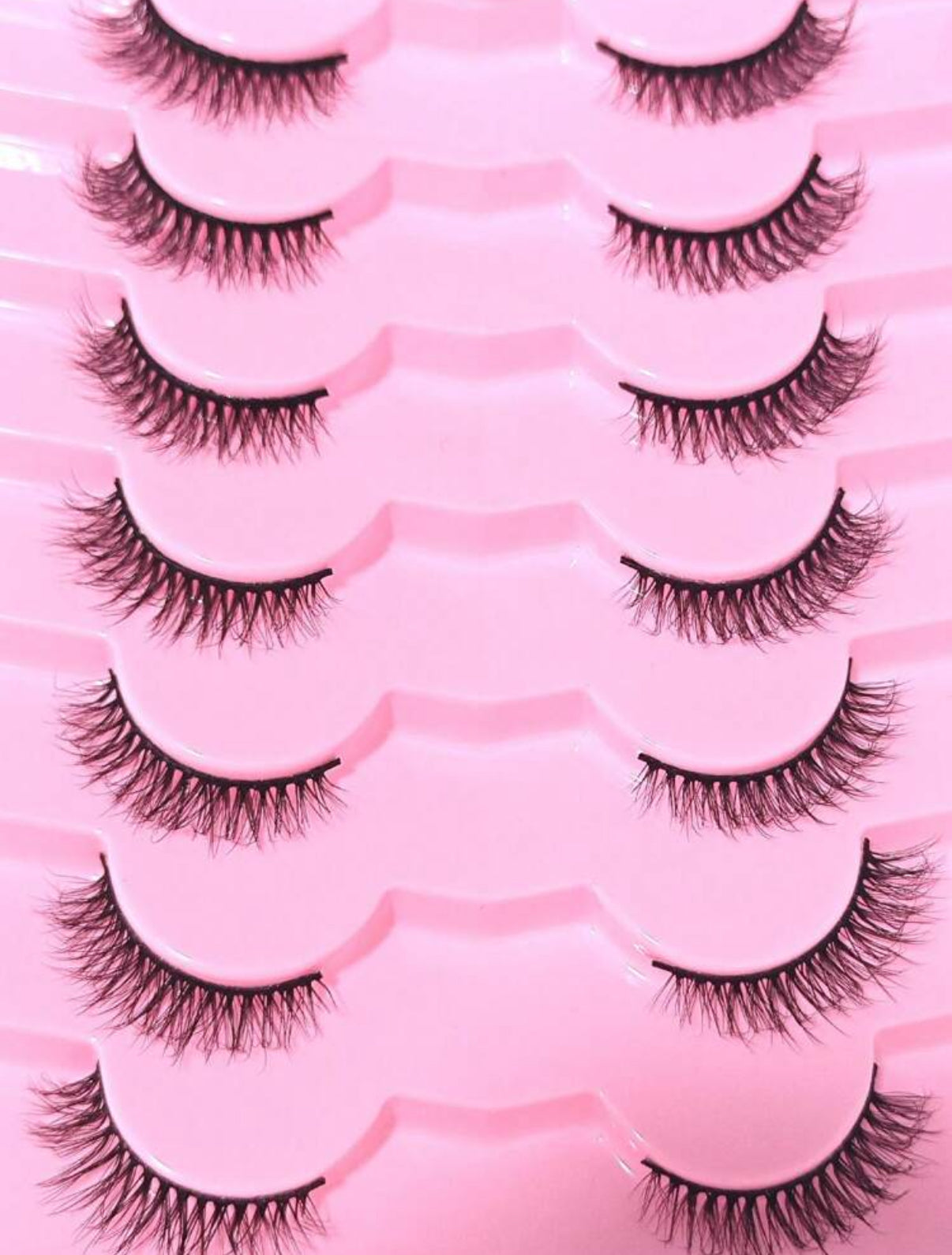 Shein 7 paires de faux cils en soie naturelle 3D, cils extensibles, confortables à porter et sensation de maquillage naturel