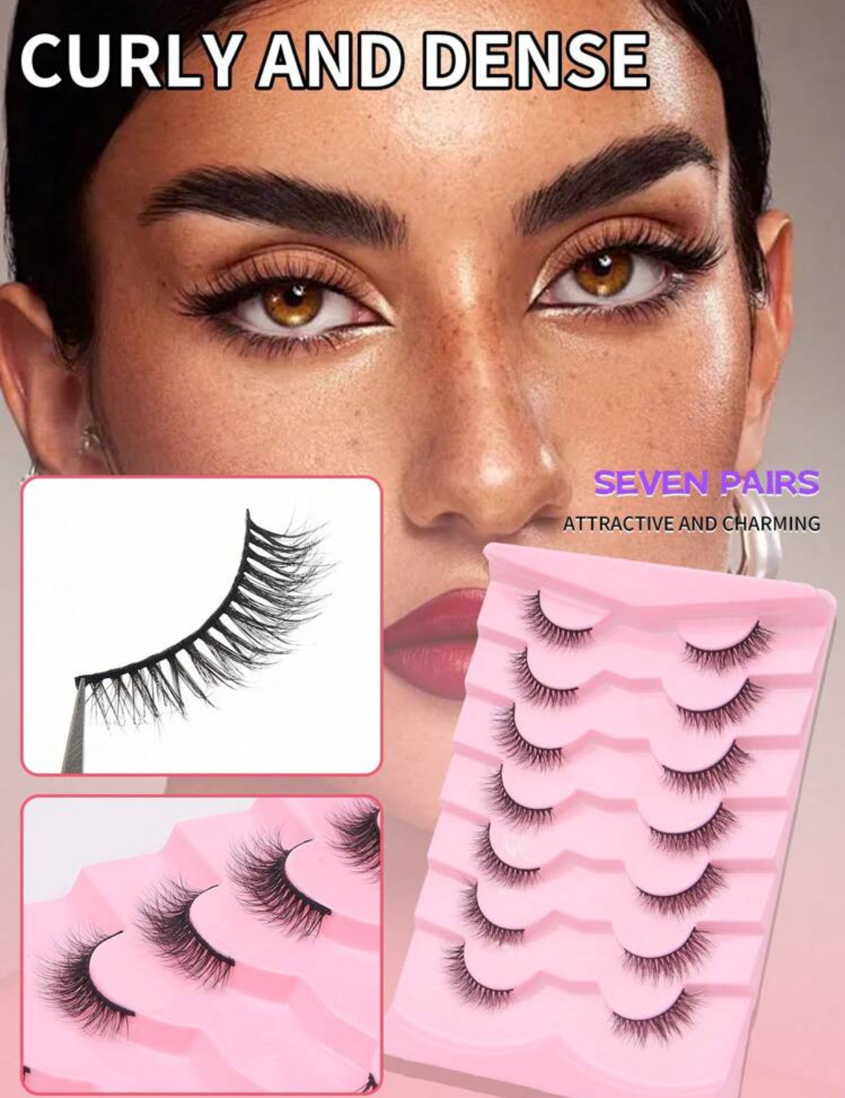 Shein 7 paires de faux cils en soie naturelle 3D, cils extensibles, confortables à porter et sensation de maquillage naturel