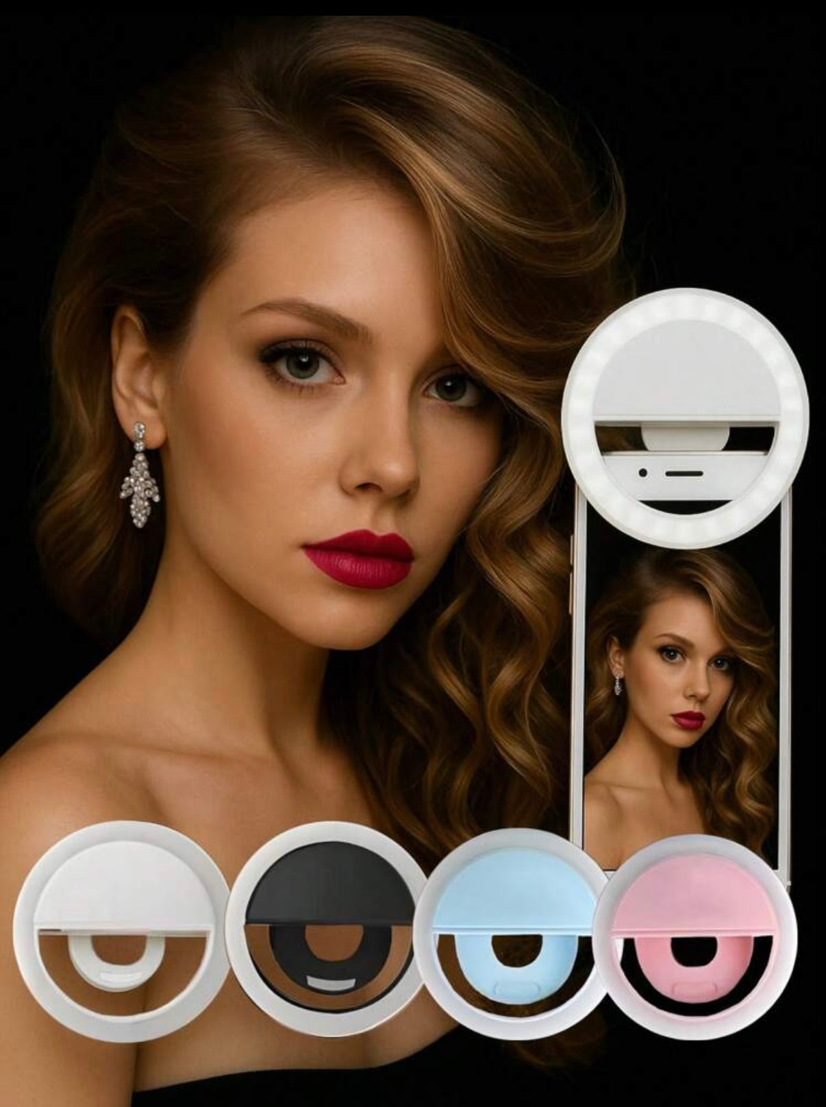 Shein 1pc USB Rechargeable Selfie Ring Light
LED With 3 Brightness Modes