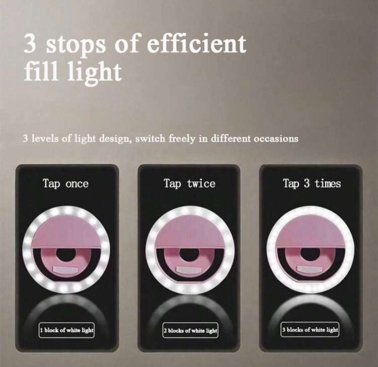 1pc USB Rechargeable Selfie Ring LightLED With 3 Brightness Modes