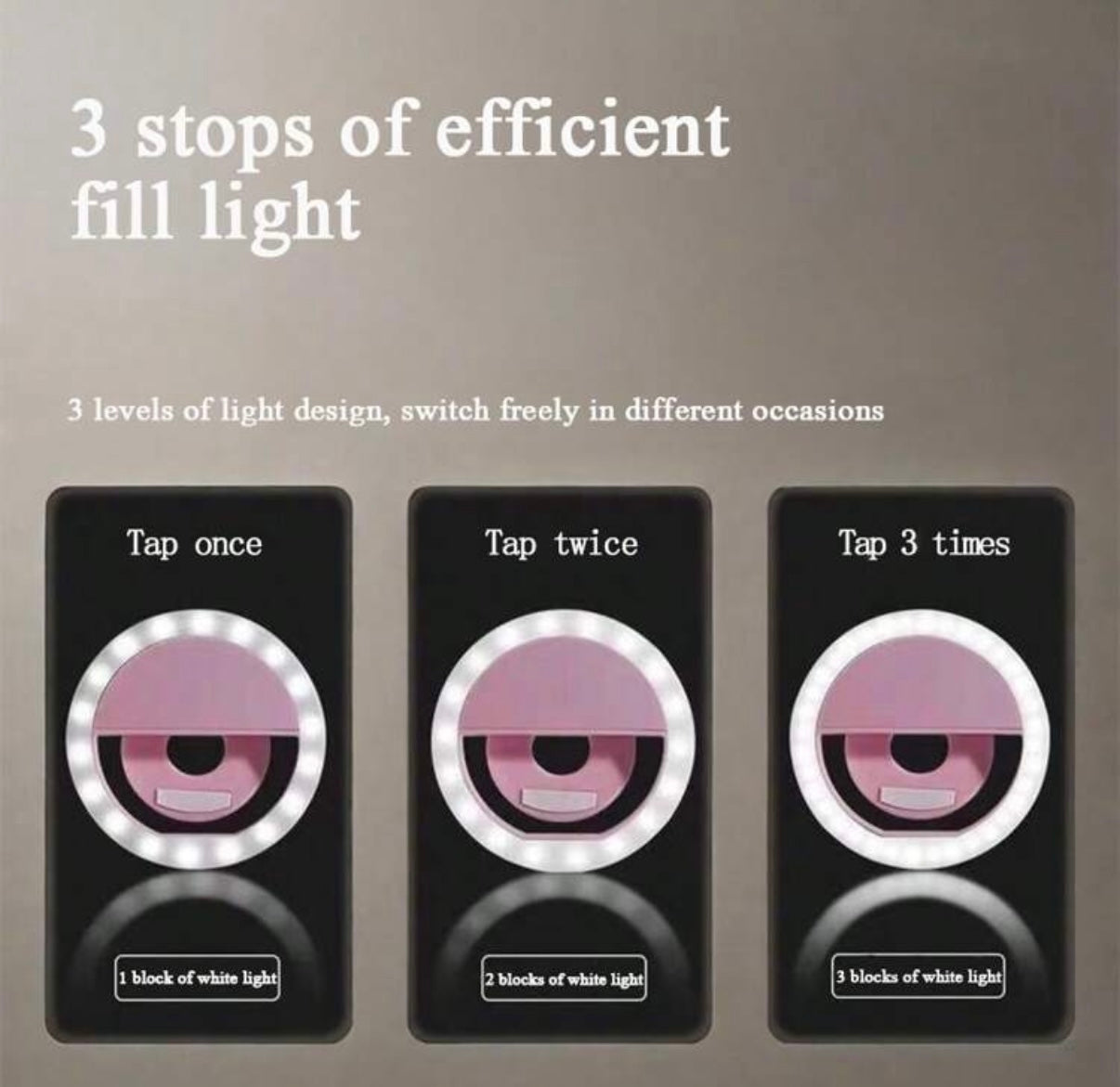 Shein 1pc USB Rechargeable Selfie Ring Light
LED With 3 Brightness Modes