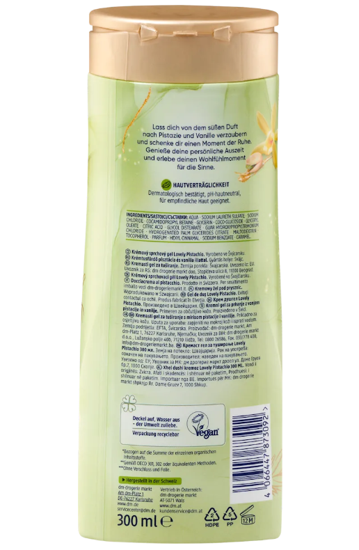 Balea Crème de Douche Lovely Pistachio – Pistache & Vanille, Douceur pH Neutre 300 ml - GlamShopTN