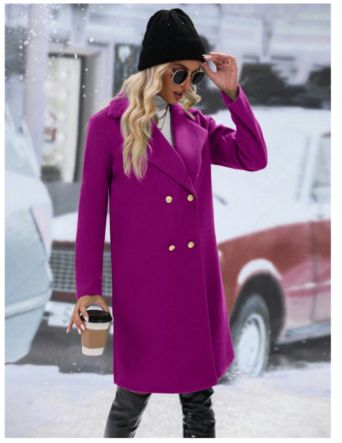 EMERY ROSE – Manteau femme à double boutonnage, manches longues - GlamShopTN