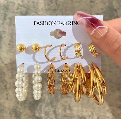 Shein Ensemble de boucles d'oreilles créoles perle pour femmes et