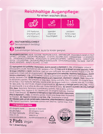 Balea Patchs Yeux Hydrogel Holo – Hyaluron, Fruit du Dragon & Vitamine C (1 Paire)