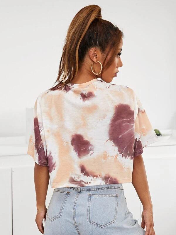 SHEIN EZwear Top miel graphique tie dye