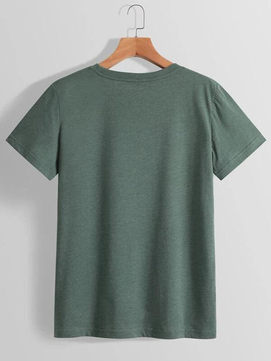 SHEIN LUNE T-shirt lettre et à imprimé tropical - GlamShopTN