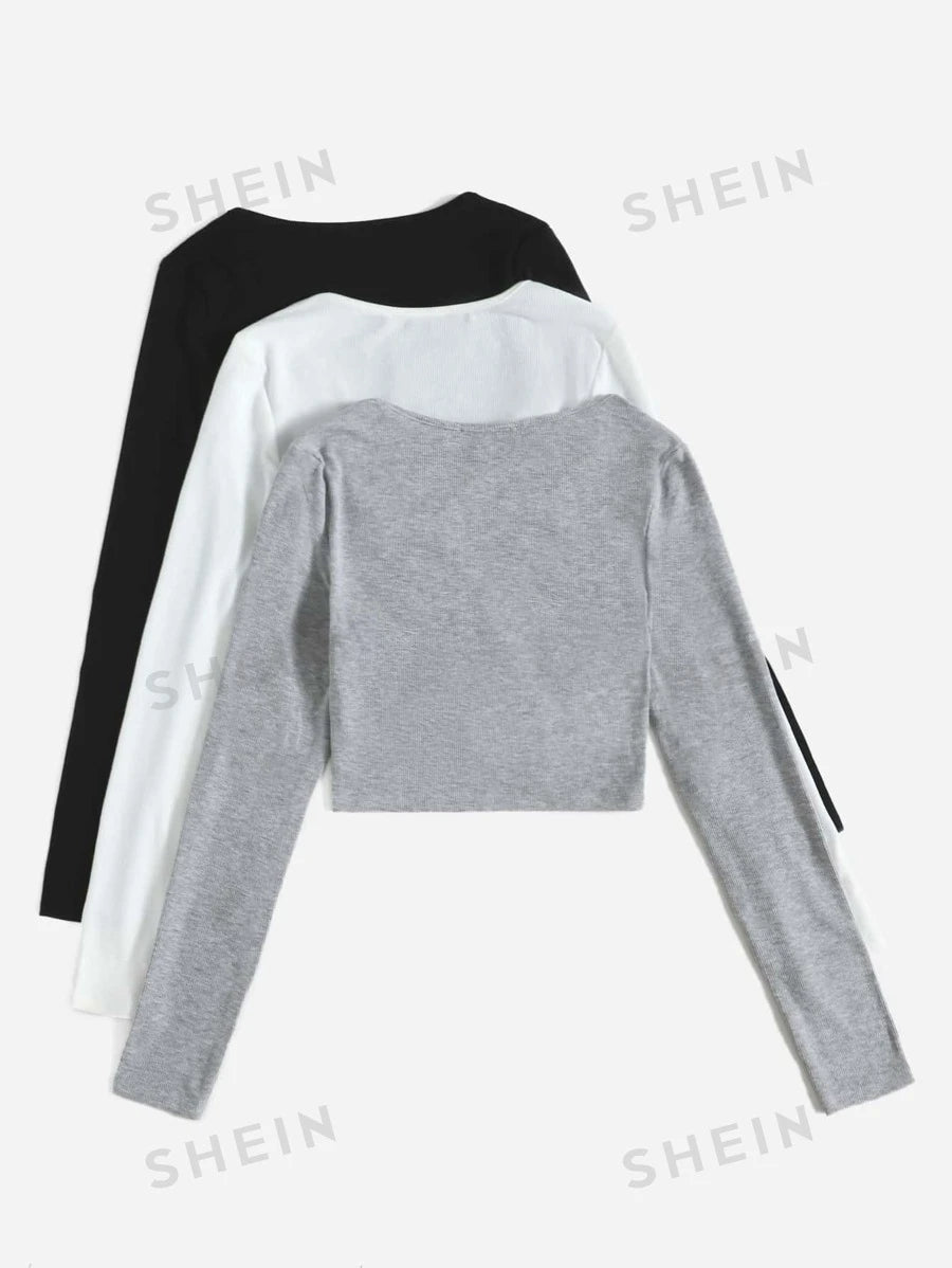 SHEIN EZwear 3 pièces T-shirt unicolore