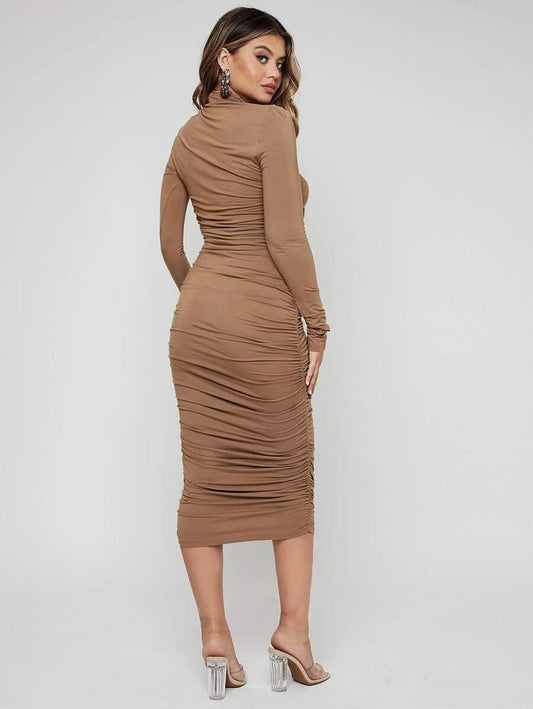 SHEIN SXY Robe moulante à col montant à ruché - GlamShopTN