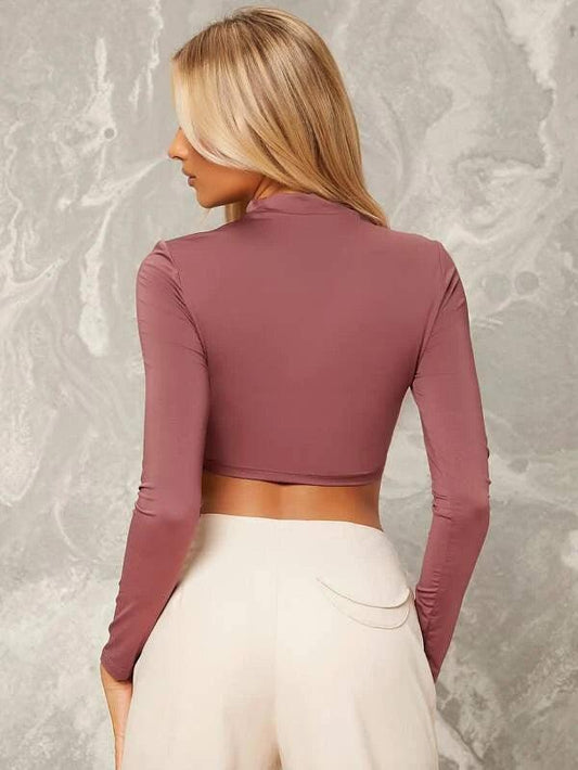 SHEIN Essnce Top court avec col montant - GlamShopTN