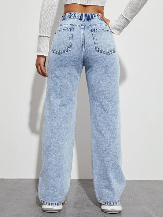 SHEIN ICON Jean slogan et à imprimé taijitu - GlamShopTN