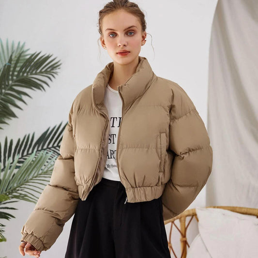 Shein DAZY Veste Matelassée Écourtée Avec Fermeture Éclair, Ourlet Élastique Et Poches Épaisses - GlamShopTN