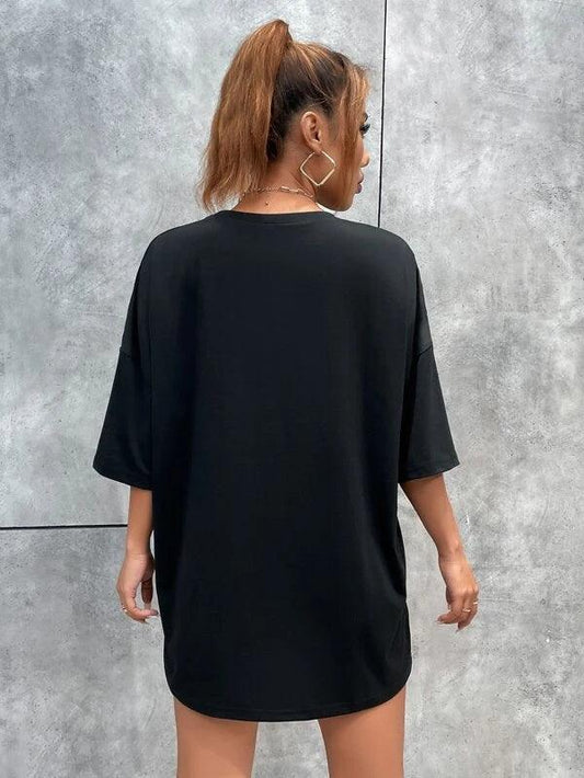 SHEIN EZwear T-shirt slogan et à imprimé papillon - GlamShopTN