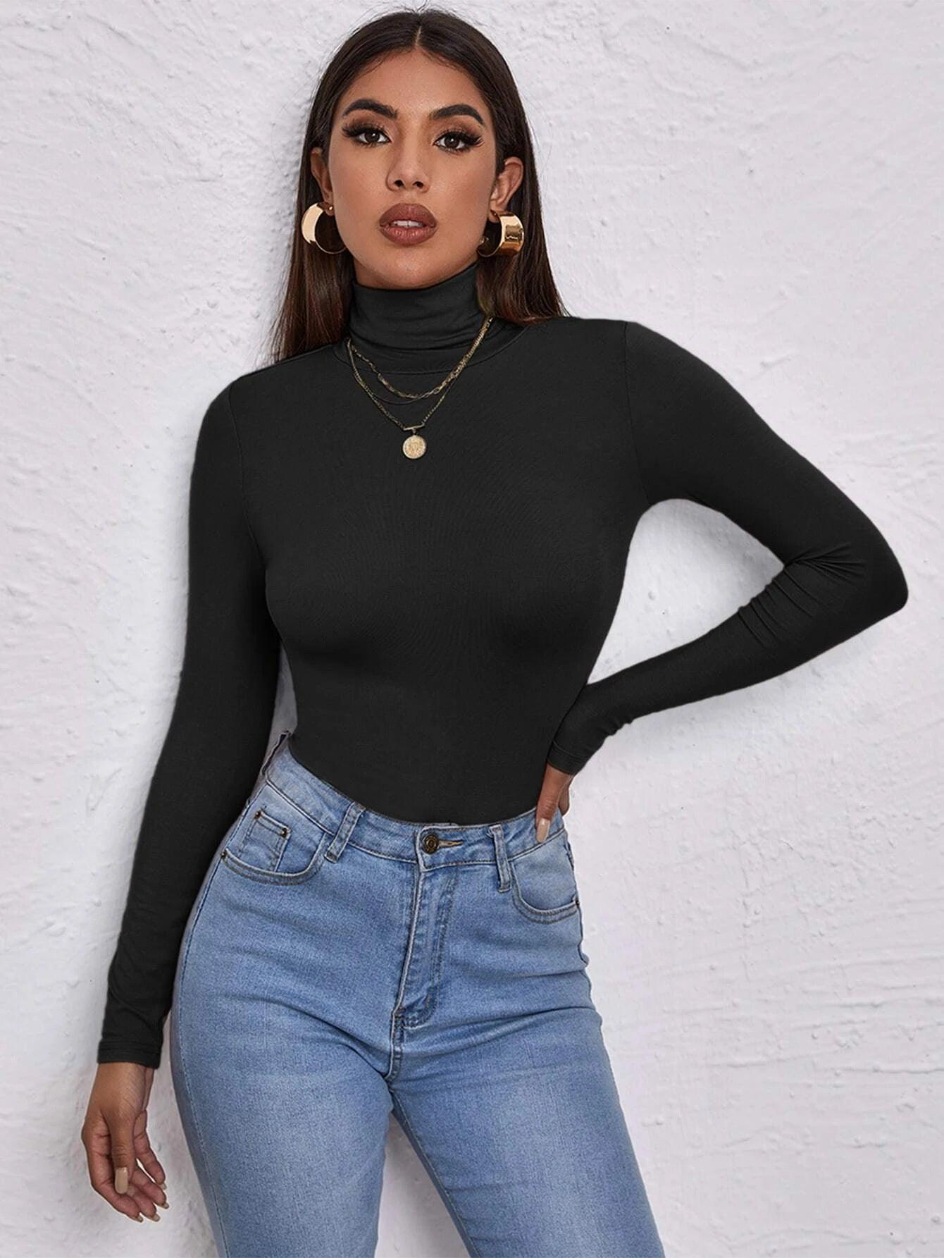 Shein Pull Ajusté À Col Montant - GlamShopTN