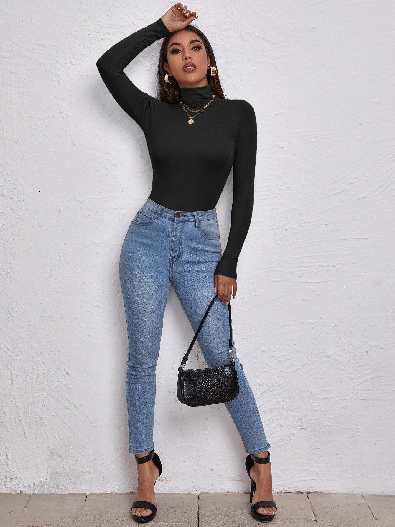 Shein Pull Ajusté À Col Montant - GlamShopTN