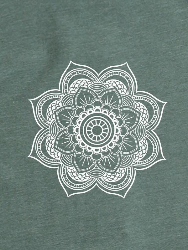 SHEIN LUNE T-shirt à imprimé mandala - GlamShopTN