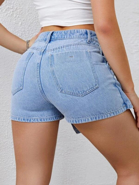 SHEIN EZwear Jupe-short en jean taille haute à bouton - GlamShopTN