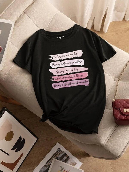 SHEIN Essnce T-shirt à motif slogan - GlamShopTN