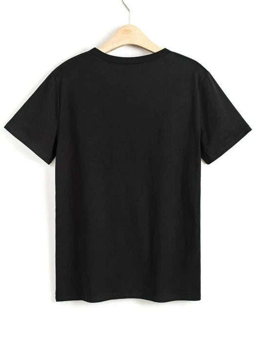 SHEIN LUNE T-shirt graphique de slogan col rond - GlamShopTN